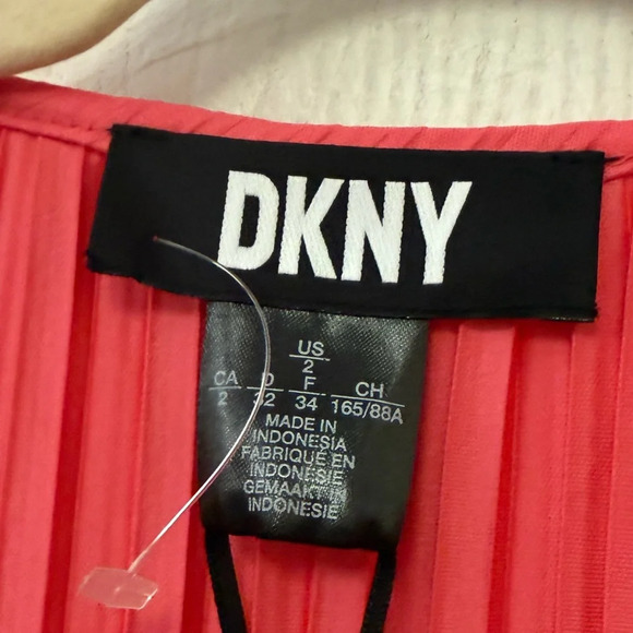 DKNY Women's Vibrant Pink PLEATED Midi Dress - Picture 4 of 7